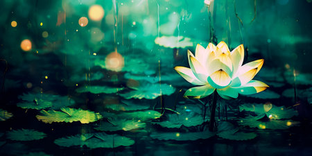 Lotus Bloom: The Path to Harmony on a Green Backgroundの素材