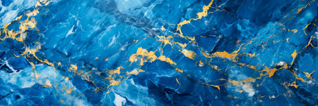 Abstract marble texture in gold and blue colorの素材