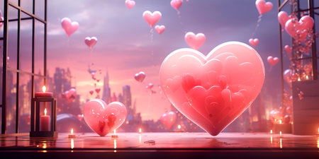 Background with hearts and valentines for Valentine's Dayの素材