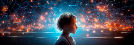 Digital hologram of a child's mind. Brain neuron networkの素材