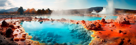 geothermal springs with bright and unusual shadesの素材