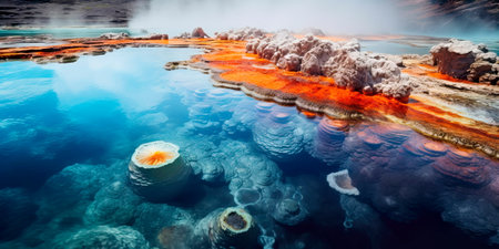 geothermal springs with bright and unusual shadesの素材