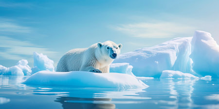 arctic ice and polar bears on the remains of glaciersの素材