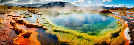 geothermal springs with bright and unusual shadesの素材