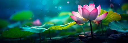 Lotus Bloom: The Path to Harmony on a Green Backgroundの素材