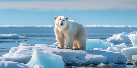 arctic ice and polar bears on the remains of glaciersの素材