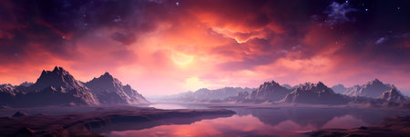 magical journey through minimalistic watercolor depictions of celestial landscapes and ethereal realms. Generative AIの素材