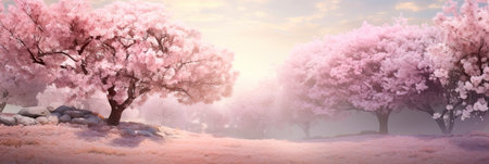 adorned with the delicate and pastel hues of cherry blossoms, capturing the essence of spring. Generative AIの素材