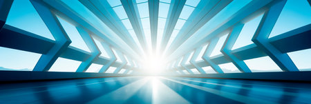 abstract architectural shadows cast by futuristic skylights, creating a visually intriguing and modern composition. Generative AIの素材