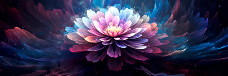 magical explosion star blooms into intricate fractal patterns, resembling a cosmic flower in full bloom. Generative AIの素材