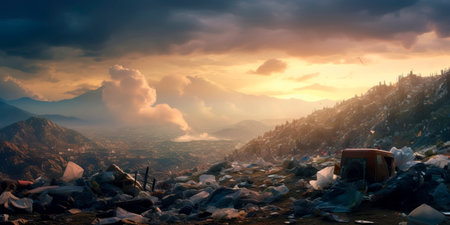 challenges of overflowing landfills and the importance of waste reduction and recycling. Generative AIの素材