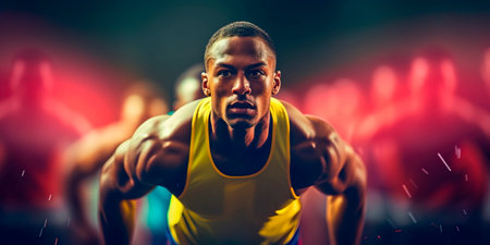 Athletes engaging in pre-competition visualization to mentally rehearse their performance. Generative AIの素材