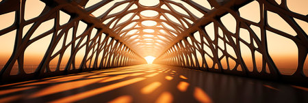 architectural shadow background with abstract bridge abutments, showing the dynamic and artistic nature of shadows. Generative AIの素材