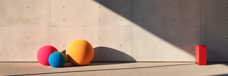 Geometric shapes and forms created by light and shadow on concrete walls. Generative AIの素材