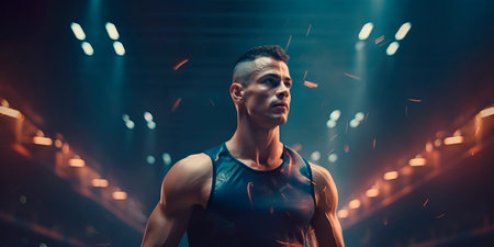 Athletes engaging in pre-competition visualization to mentally rehearse their performance. Generative AIの素材