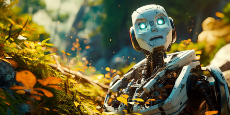 the role of robots in environmental sustainability, showing the symbiotic relationship between humans and technology in preserving the planet. Generative AIの素材