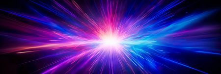 pulsating burst of neon colors and fractals, radiating from a central point in a cosmic setting. Generative AIの素材