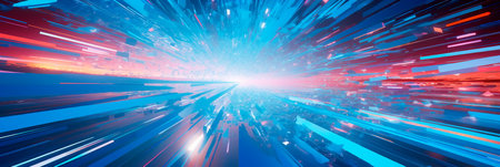 network of rapid connections and purposeful movements through dynamic arrows in a geometric landscape. Generative AIの素材