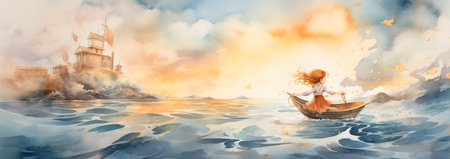 Watercolor Tales magical stories through simple and magical storytelling evocative. Generative AIの素材