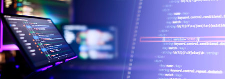 Abstract screen of web developer. Data network hardware