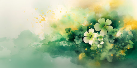 St. Patrick's Day wallpaper using watercolor techniques, capturing the essence of the celebration.の素材