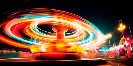 Dynamic motion and colorful ride lights with long exposureの素材