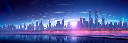 City that serves as an important point for interplanetary travelの素材