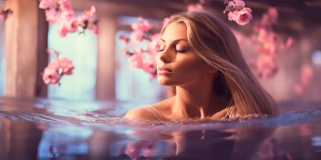 spring spa day where women enjoy relaxation and beauty treatmentsの素材
