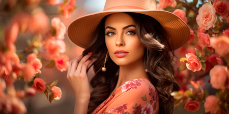 warm spring portrait of a girl, symbolizing grace and attention to a woman.の素材