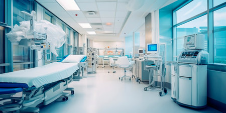 interior of a medical institution, where design is combined with functionality.の素材