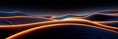 waves of lines intersecting with circles, creating a rhythmic and visually engaging abstract pattern.の素材