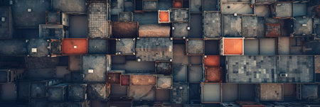 Background texture inspired by the varied design of the roofs of urban buildings, drone footage. Generative AIの素材