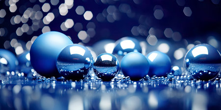 Dark blue and silver-themed Christmas decorations, showcasing an elegant and modern holiday display. Generative AIの素材