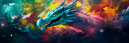 surreal watercolor dragons with aquatic features, such as fins and scales, navigating a magical underwater realm. Generative AIの素材