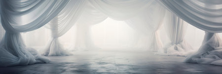 Sophisticated and elegant design in soft tones using white and gray satin texture as background. Generative AIの素材