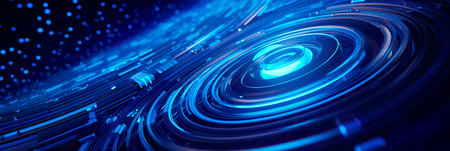 Swirling vortex background of tech innovations, dynamic and ever-evolving nature of business technologies. Generative AIの素材