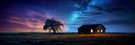 starry night scene deep blues and purples, to evoke the mystery and magic of the night sky. Generative AIの素材