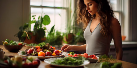 Mindful eating to improve emotional well-being and the link between nutrition and mental health in women. Generative AIの素材