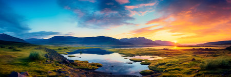 early morning calmness of a sunrise in Sila, with the first light gently illuminating the landscape. Generative AIの素材