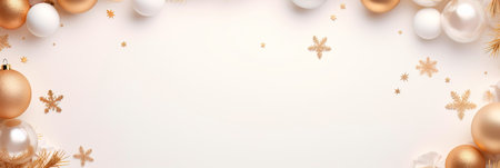 New Year Wishes flat lay frame with a Christmas background in a modern and minimalist style. Generative AIの素材