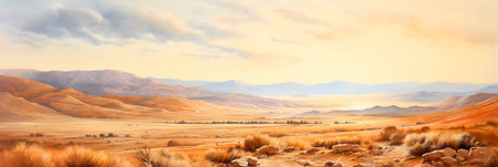 Rural landscapes of the Mountains, blending desert and mountainous terrain. Generative AIの素材