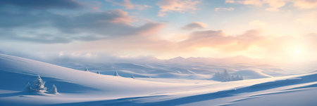 Hushed beauty of a snow-covered landscape, with pristine white layers and peaceful stillness. Generative AIの素材