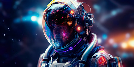 programmer in a space-age suit, symbolizing the future of coding in space technology. Generative AIの素材