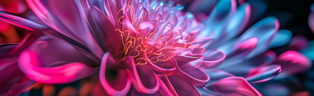 abstract flower petals forming a vibrant and futuristic floral arrangement.の素材