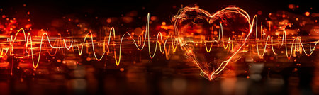 light pattern resembling a heartbeat, symbolizing the excitement and joy of love during Valentine's Day.の素材
