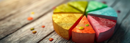 pie chart divided into slices to represent different aspects of innovation within a business concept, such as product, process, and service innovation.の素材