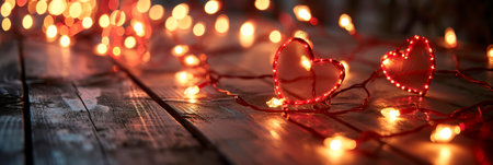 Heart-shaped garlands create a romantic and whimsical backdrop for Valentine's Day celebrations.の素材