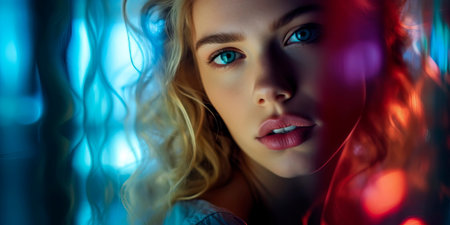 portrait with reflections and mirror effects, close-up surrealism and fabulousness.の素材