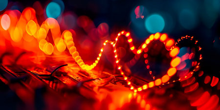 light pattern resembling a heartbeat, symbolizing the excitement and joy of love during Valentine's Day.の素材