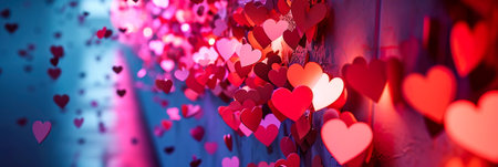 hearts background for Valentine's Day, adding a dynamic element to the festive background.の素材